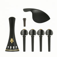 Ebony Violin Accessory Kit Wooden Violin Parts Kit Gold-Tone Tailpiece Replacement for Violinists