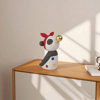 Panda Sculpture with Bubble Stylized Panda Figurine Adorable for Shelf, Desk
