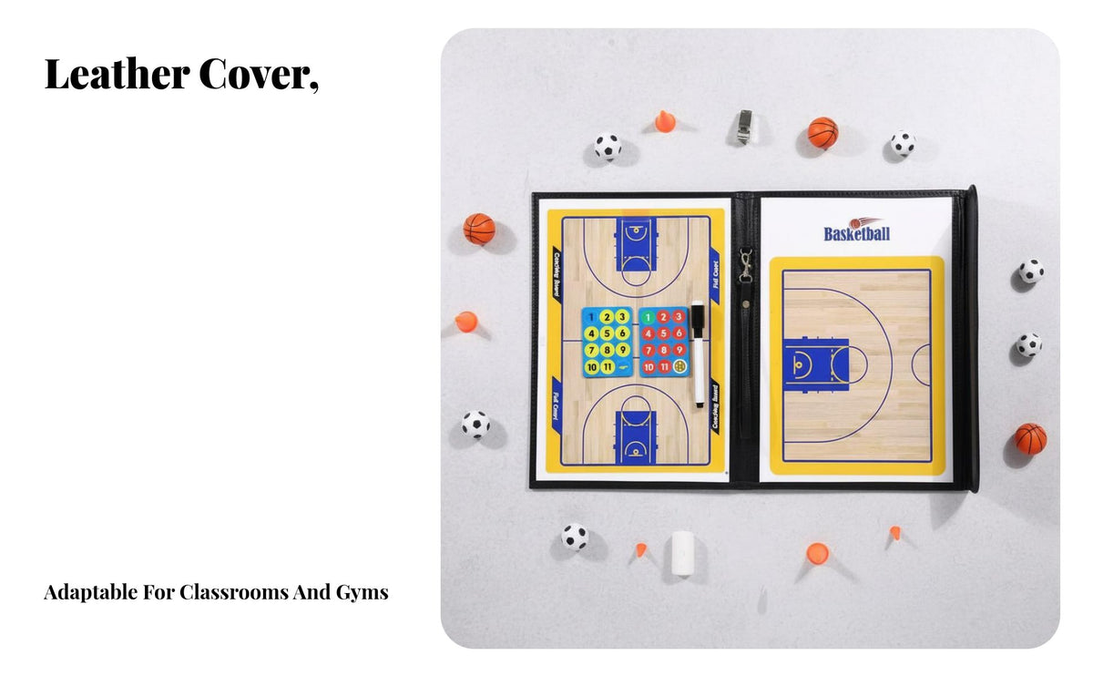 Football Board Portable Foldable Basketball Coaching Clipboard Double-Sided Basketball Strategy Board for Coaches, PE Teachers