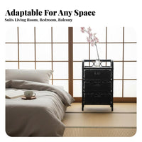 Japanese Aesthetic Wicker 4-Drawer Unit Hand-Woven 4-Drawer Basket Stand Natural Design Storage Cabinet Multi-Purpose for Homeowners, Renters, Parents, Bedroom, Living Room, Balcony, Bathroom