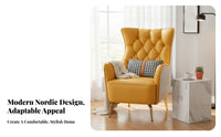Nordic aesthetic Highspine high-back side chair Modern Minimalist Upholstered wraparound rear Chair Ergonomic Comfort Armchair Thickly Cushioned for Hotel Managers, Interior Designers, Homeowners, perusing corner, Lounge Area, Bedroom, Home Office