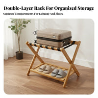 Bamboo Suitcase Stand Folding Compact Modern Look for Small Spaces