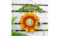Hanging Floral Welcome Sign 3D Iron Welcome Plaque Rustic Placa Colgante De Metal Farmhouse for Front Porch, Entryway, Garden, Patio