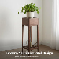Dense Wood Construction Pedestal Plant Stand with Drawer Modern Chinese Design 2-Tier Plant Stand Freestanding Flower Pot Holder Multi-Purpose for Apartment Dwellers, Interior Designers, Living Room, Balcony, Bedroom, Entryway
