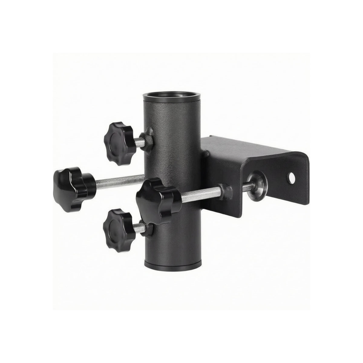 Black Matte Railing Umbrella Clamp Textured Finish Umbrella Clamp Bracket Right-Angle Outdoor Hardware Hand-Tightening Screws for Deck