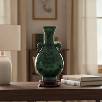 Jingdezhen Ceramic Vase for Living Room Decor, Chinese Style Flower Arrangement Ornament, Light Luxury Blue and White Porcelain
