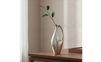 Metal Pitcher Vase Minimalist Ribbed Metal Vase Sturdy Decorative Pitcher for Entryway, Coffee Table, Hotel
