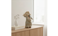 Ceramic Figurine Rustic Human Figure Sculpture Textured Abstract Statue for Tabletop, Entryway