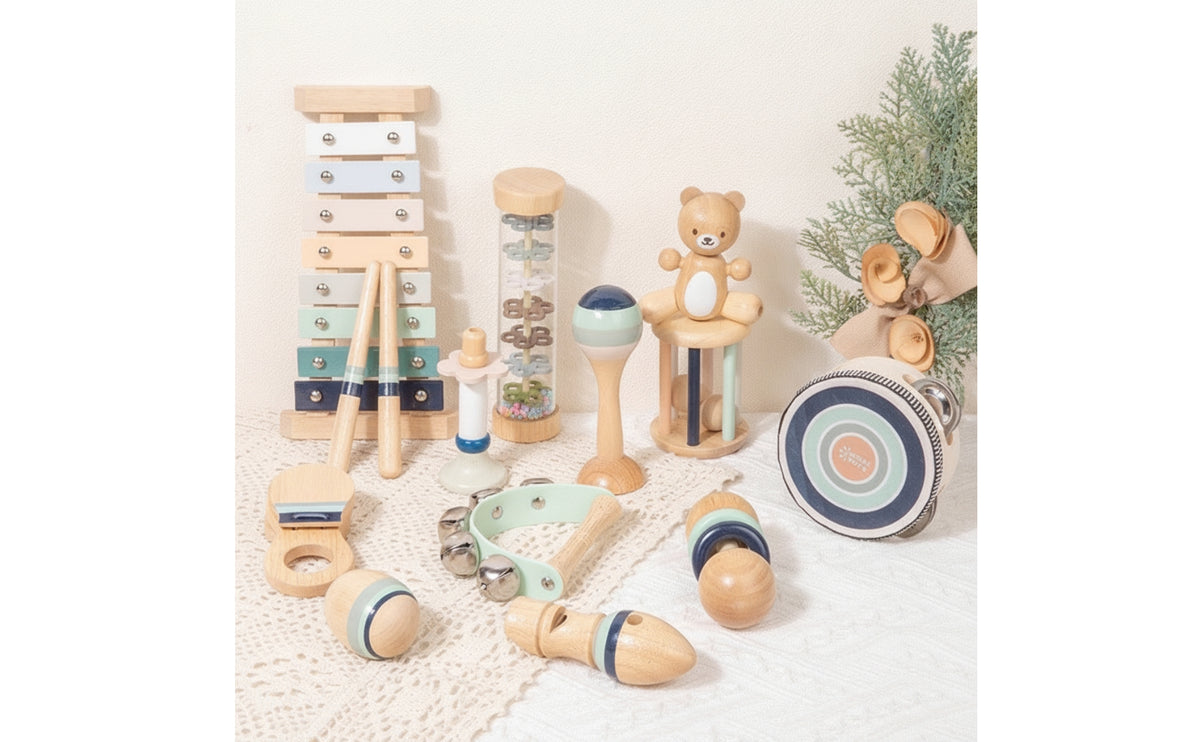 12 Pieces Rhythm Wooden Percussion Toy Set Sensory Percussion Instrument Set Child-Led Xylophone Preschool for Children, Home