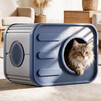 Ribbed Top Plastic Pet House Round Entrance Ventilated Pet Shelter Slatted Side Openings Plastic Dog House Air Vents for Indoor