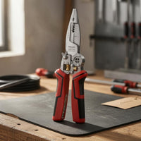 Insulated Handles Wire Stripper with Voltage Tester Slim Pointed Jaw Wire Stripper Pliers Crimping Electrician Pliers Forged for Electricians