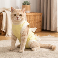 Cat Recovery Suit with Ties, Sleeveless Abdominal Surgery Pet Suit, Post Surgery Pet Clothing, Crew Neck Post-Operative Pet Clothing for Spay Neuter