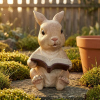 Hand-Painted Resin Rabbit Ornament Textured Rabbit Garden Statue Upright Ears Bunny Garden Ornament Glossy Eyes for Courtyard