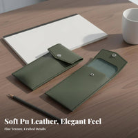 PU Leather Pen Pouch Versatile Pocket Protector Compact Pen Slip Case for Students, Professionals, School, Office