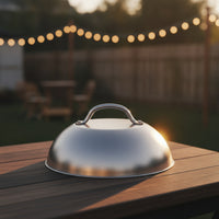 Barbecue Lid with Handle Stainless Steel Melting Dome with Handle Griddle Basting Cover Domed Dome Lid Brushed Metal