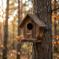 Birdhouse with Perch Wall-Mounted Wooden Birdhouse Natural for Birds