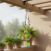 Parrot on Swing Decoration Realistic Design Resin Parrot on Swing Cockatoo Garden Figurine Long-Lasting Lively Hues for Patio