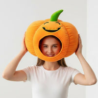 Halloween Pumpkin Hat Universal Fit Pumpkin Hat Soft Jack-O'-Lantern Head Headpiece for Adults