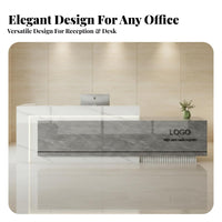 Modern Reception Desk High Gloss Finish Lobby Welcome Desk Wide Countertop Glossy Cashier Counter for Business Owners, Office Managers