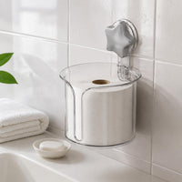 Cylindrical Suction Tissue Holder Transparent Wall-Mounted Tissue Holder Clear Household Storage Compact for Bathroom