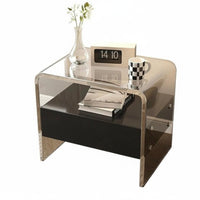 Modern Minimalist design Clear C-Shaped Table Transparent Design Nightstand Space-Saving Home Furniture Easy to Clean for Apartment Dwellers, Homeowners, Bedroom, Small Spaces, Living Room, Entrypassage