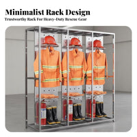 Stainless Steel Turnout Gear Rack Rust Resistant Firefighter Gear Rack Heavy Duty Fire Station Equipment Stand for Firefighters, Emergency Responders