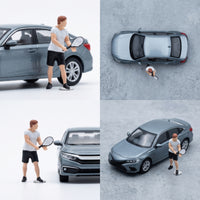 Miniature Tennis Player with Racket Realistic Tennis Player Figure Collectible Miniature Figure Model for Desk Display