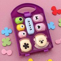 Paper Craft Tool Kit with Container Shape Stamper Set with Storage Case Easy to Use Paper Hole Punch Set for Students, Card Making