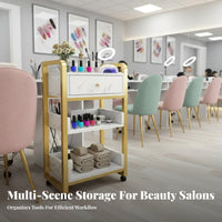 Beauty Salon Trolley Multifunctional Mobile Beauty Trolley Easy to Clean Nail Workstation Cart for Spa Professionals, Massage Therapists, Washroom