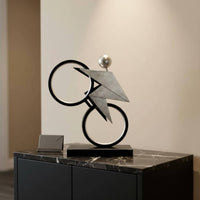 Abstract Two-Wheeler Statue Minimalist Style Modern Art Two-Wheeler Statue Modern Bike Ornament for Study