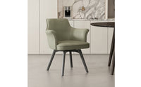 Eco Leather Upholstered Chair with Swivel Base Padded Swivel Chair with Armrests Comfy Armchair Ergonomic for Vanity