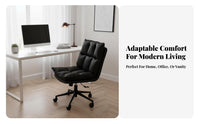 360-Degree rotate Armless Upholstered rolling Chair Height Adjustable Upholstered Rolling Chair Ergonomic assistance Vanity Stool dense foam padding for Students, Home Office Workers, Adults, Study Room, Bedroom