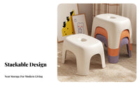 Stackable Design Molded children's Seat Lightweight Low Stool Long-Lasting Small Bench Easy to Clean for Toddlers, Preschool Teachers, Living Room, Playroom, Nursery, Bathroom