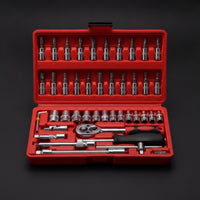 Ratchet Wrench Tool Kit Portable Socket Wrench Set with Case Compact Ratchet and Socket Set for Vehicle Owners, Garage, Home Repair