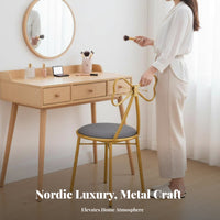 Bow Back Dressing Stool Vanity Chair Round Padded Vanity Seat Light Luxury Bedroom Furniture for Women, Dressing Room, Nail Salon
