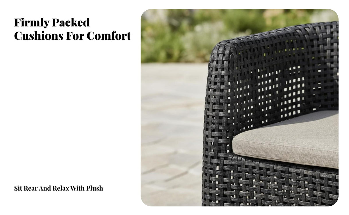 4-Piece Woven Patio set All-Weather Outdoor Furniture elegant visual appeal Garden Lounge Group for Hotel Owners, Designers, waterfront, supportyard, Balcony