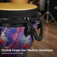 Long-Lasting Tunable Djembe Portable Hand Drum Lightweight Percussion Instrument Synthetic Drumhead for Musicians, Music Students, Festivals, Performances, Practice Sessions, Outdoor Gathering