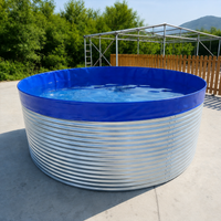 Galvanized Steel Circular Aquaculture Pond Fish Breeding Tank Circulating Aquaculture Tank with Drainage System PVC Canvas Large Tank Assembly Type