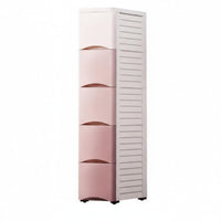 Space Saving Slim Space Cabinet Sturdy Construction 5-Drawer Slim Organizer Easy Assembly Narrow Chest of Drawers Large Capacity for Apartment Dwellers, Homeowners, Small Areas, Kitchen, Bathroom, Dorm Room