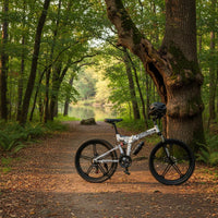 High-Carbon Steel Frame 26 Inch Folding Mountain Bike Twin Disc Brake Folding Bike Personal Transportation for Adults, Commuters, City, Rugged-Road