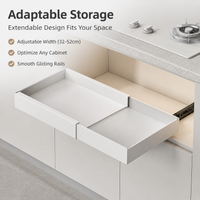 Sturdy Duty Under Sink Organiser, No Drill Pull Out Drawers for Cabinets, 2 Pack Expandable 32-52cm Triple Rail Sliding Drawer, Matte Carbon Steel