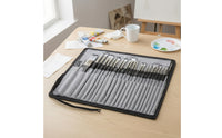 24 Pieces Portable Paint Brush Set with Canvas Roll Case Organized Travel Brush Set with Canvas Roll Case No Shedding Synthetic Nylon Brushes Professional for Sketching