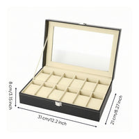 Watch Display Box PU Leather Watch Organizer with Window Dustproof Jewelry Box with Dividers for Collectors, Dresser, Closet