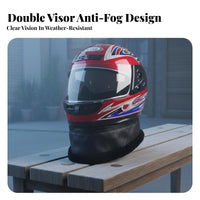 Full Face Universal Design Anti-Fog Full Helmet Detachable Neck Scarf Secure Headwear for Men, Adults, Road Travel, Highway Traveling