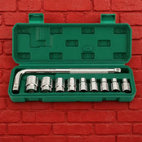 L-Shaped Socket Wrench Set Textured Grip Socket Wrench Set with Case Chrome-Finished Tool Kit with Storage Case for Mechanics, Home Repairs, Workshop