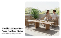 4 Pieces 4-Piece Wood Frame Seating Set Nordic design Outdoor Furnishing Waterresistant Garden Lounge Group for Families, Adults, Patio, rearyard, waterfront