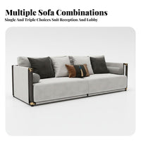 Upholstered Wood Frame Sofa New Chinese design Upholstered Settee with Wood Legs Modern Minimalist Design Reception Seating for Homeowners, Hotel Lobby