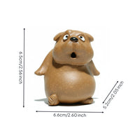 Nourishable Zisha Dog Tea Pet Cute Design Handmade Clay Dog Ornament Shocked Puppy Statue for Collectors, Home Decor, Office Desk