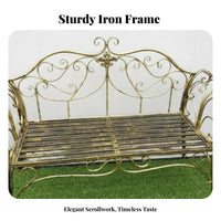 Ornate Metal Two-Seater European Inspired Design Patio Loveseat for Homeowners