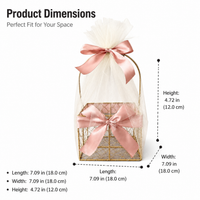Metal Wire Gift Basket, Sheer Fabric Storage Baskets for Gifts, Birthday Wedding Celebration Hamper, Single Handle